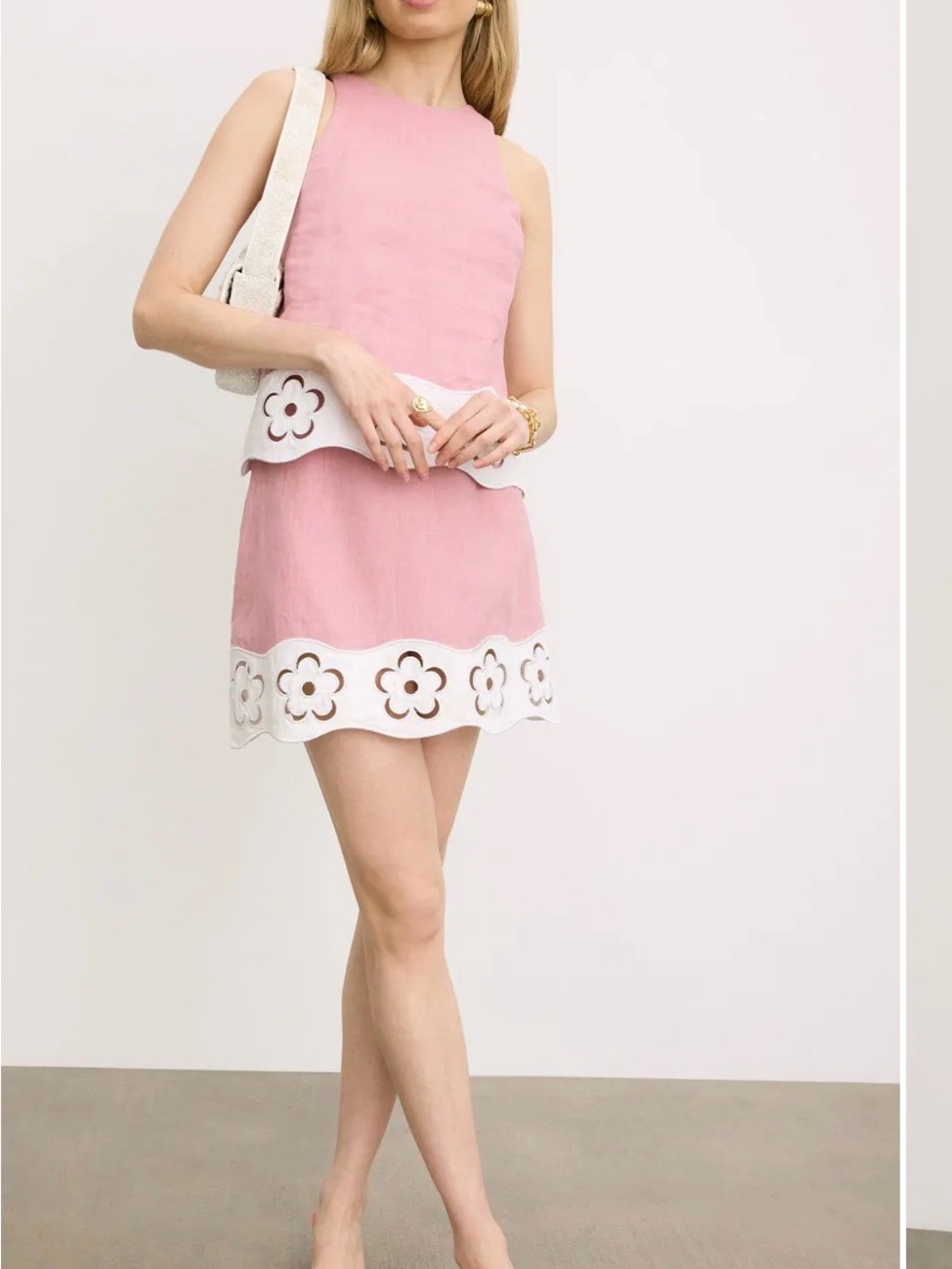 Staud Women's Pink Sleeveless linen Floral-Trim top